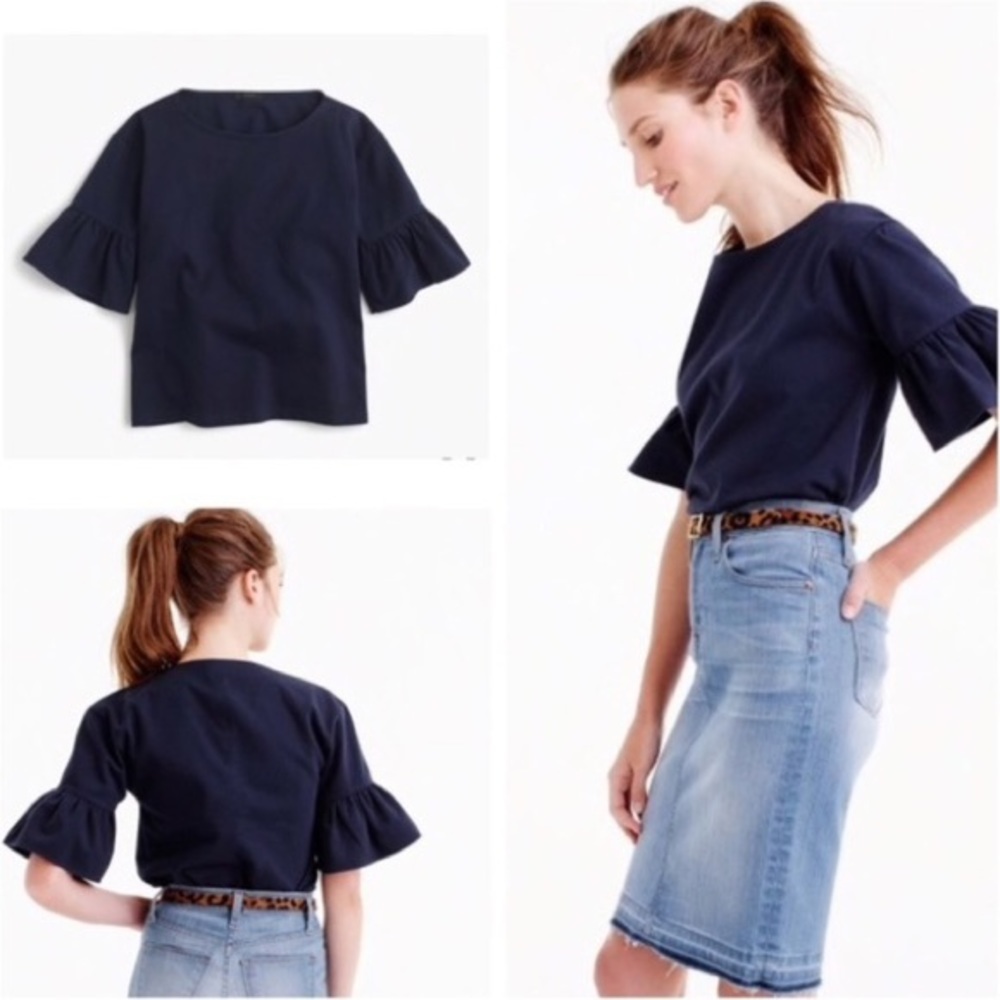 J. Crew Navy Bell Sleeve Top